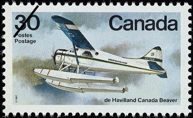 Canada Post stamp featuring a plane