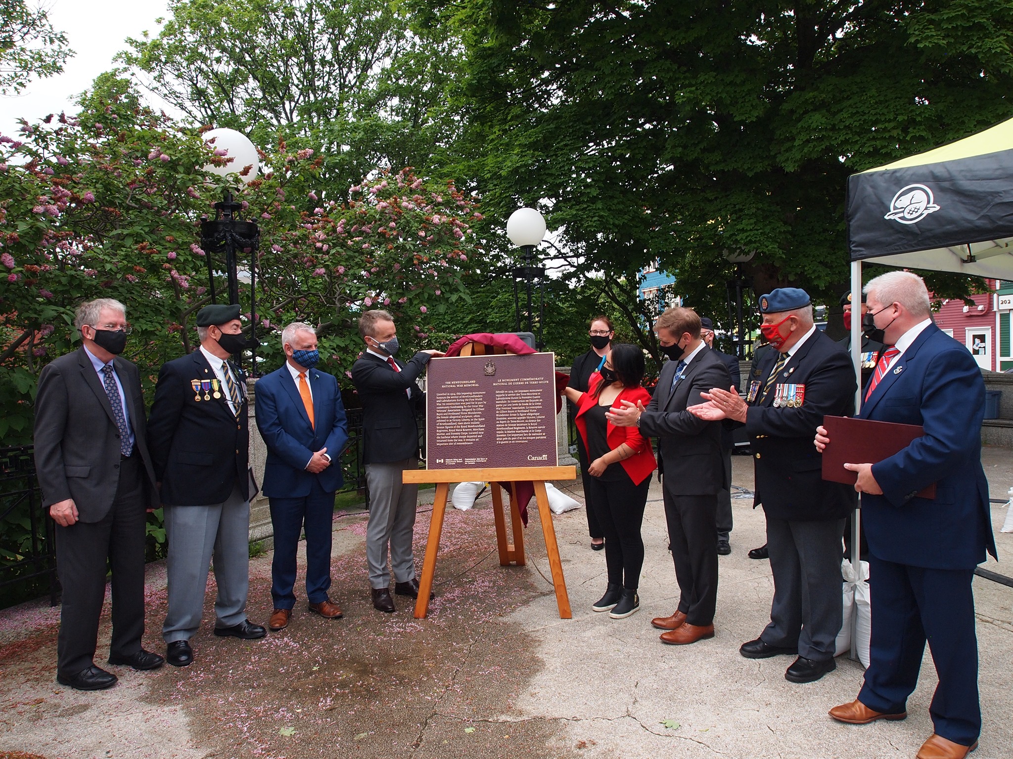 Commemorative plaque unveiling for Newfoundland National War Memorial National Historic Site
