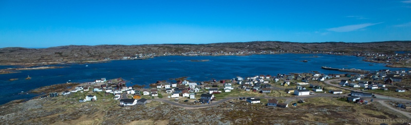 Aerial view of coastal village