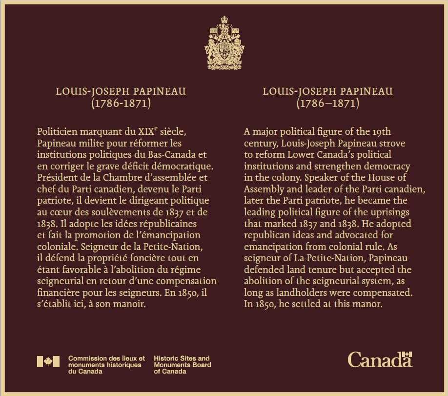 Commemorative plaque for Louis-Joseph Papineau
