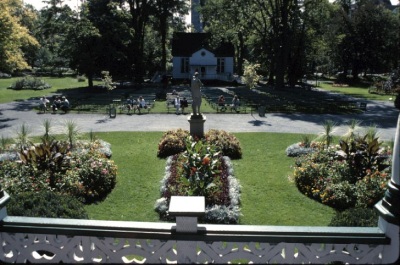 Photo of a historic garden and monument