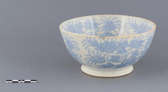 A blue and white bowl.