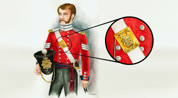 A drawing of an officer in uniform. 