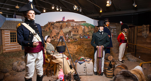 Dioramas de personnages historiques costumés du LHN Fort-St. Joseph