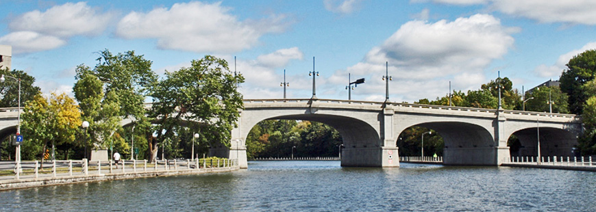 View of Bank Street Bridge, over the Rideau Canal, after rehabilitation.  