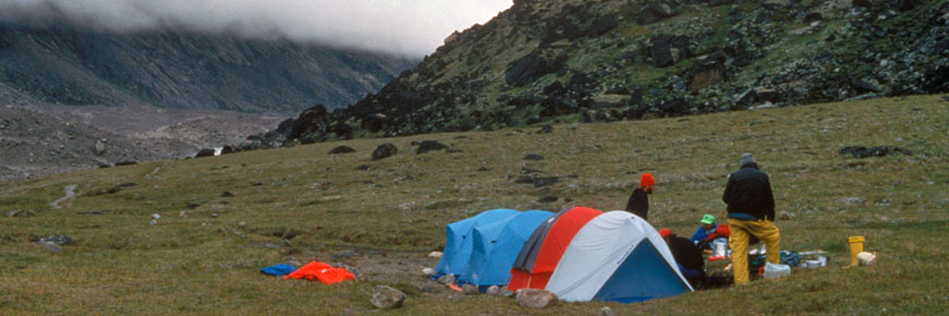 Tents at a backcountry campground at Auyuittuq National Park.