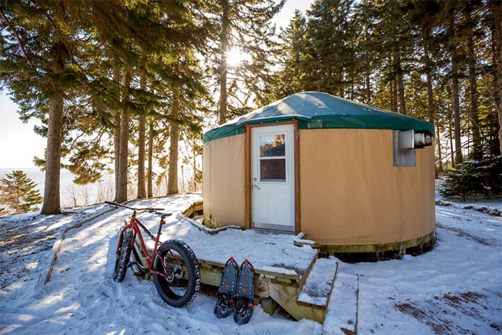 A yurt in winter at Fundy National Park. 