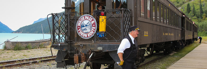 Train historique de la compagnie White Pass & Yukon Route à Bennett.