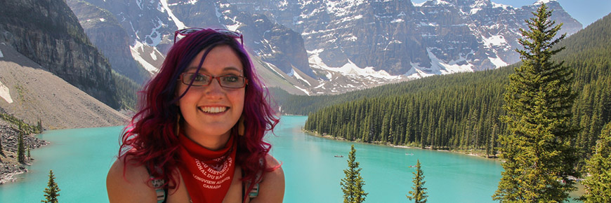 A young woman at Moraine Lake