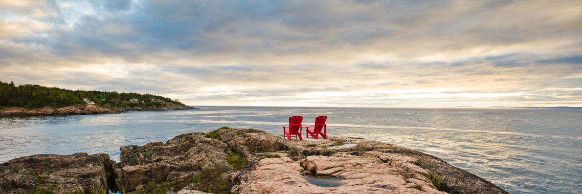 The Red Chairs at Marine Environment Discovery Centre. Saguenay-St. Lawrence Marine Park