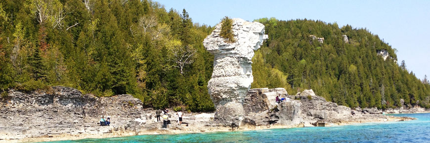 Rock formations along the shoreline