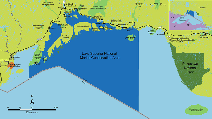 A map of the Lake Superior National Marine Conservation Area