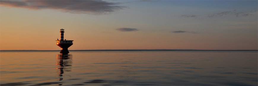 View of Prince Shoal Light on a calm sea.