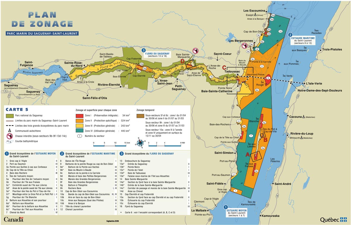 Plan de zonage du parc marin du Saguenay–Saint-Laurent