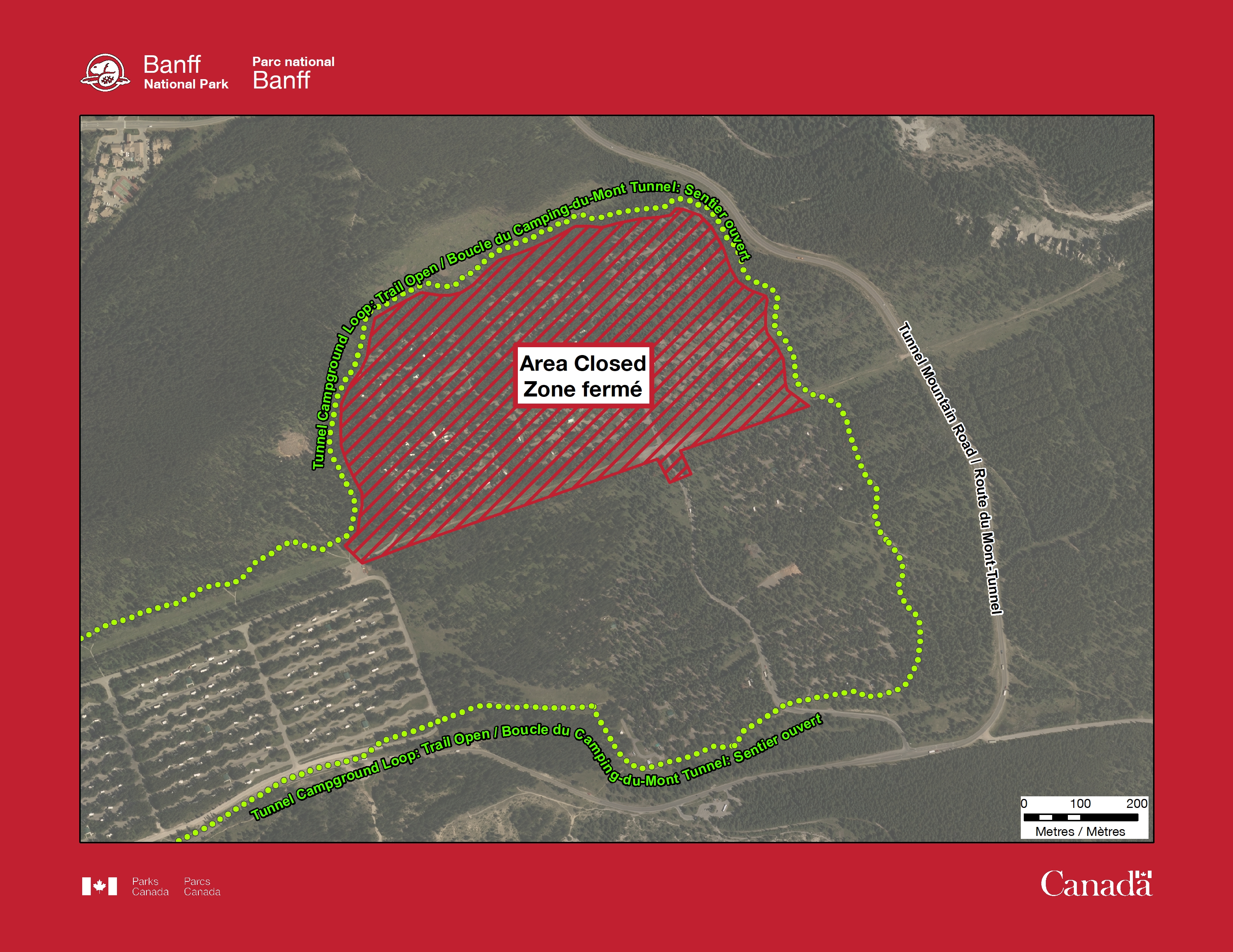 Banff Village 1 Campground Map Area Closure: Tunnel Mountain Village 1 Campground North Section -  Bulletins - Banff National Park