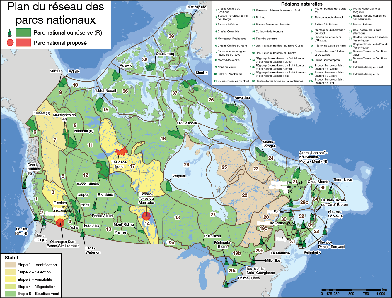 Figure 1 : Plan du réseau des parcs nationaux