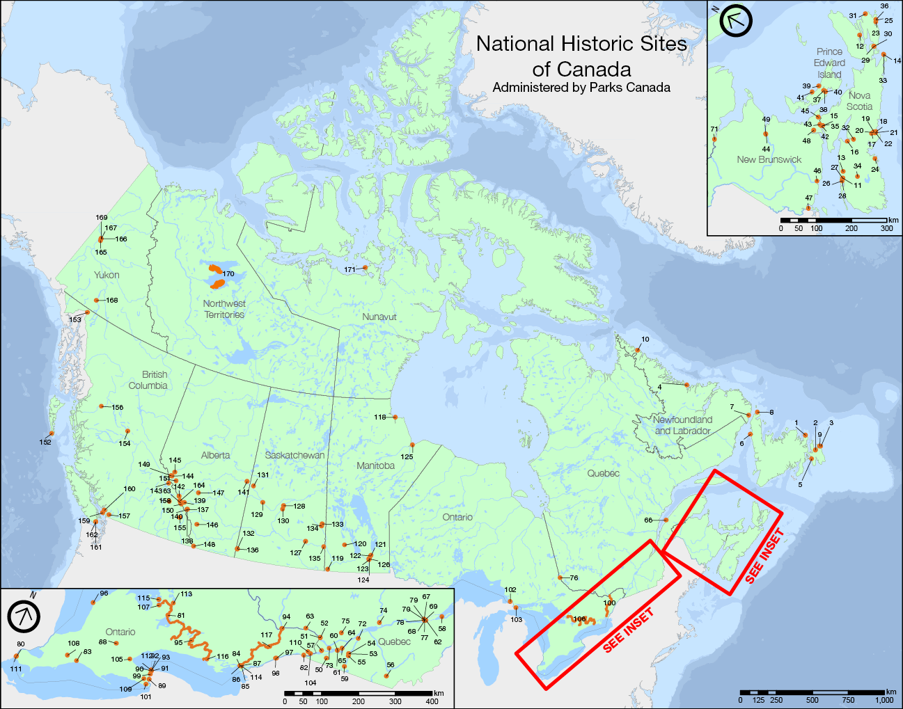 Figure 3: National Historic Sites of Canada Administered by Parks Canada