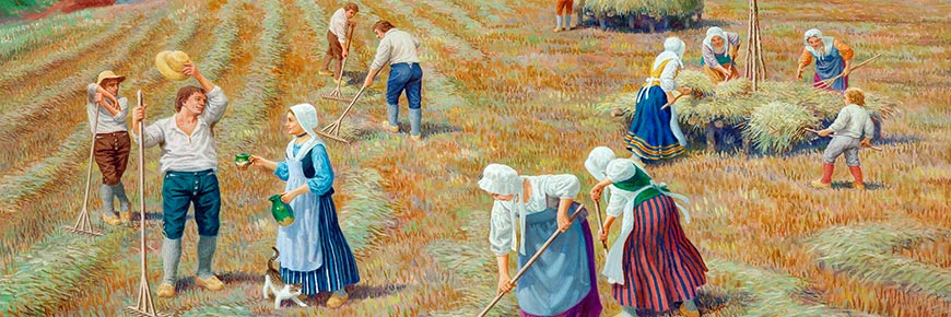 A painting depicting the Planters working the fields