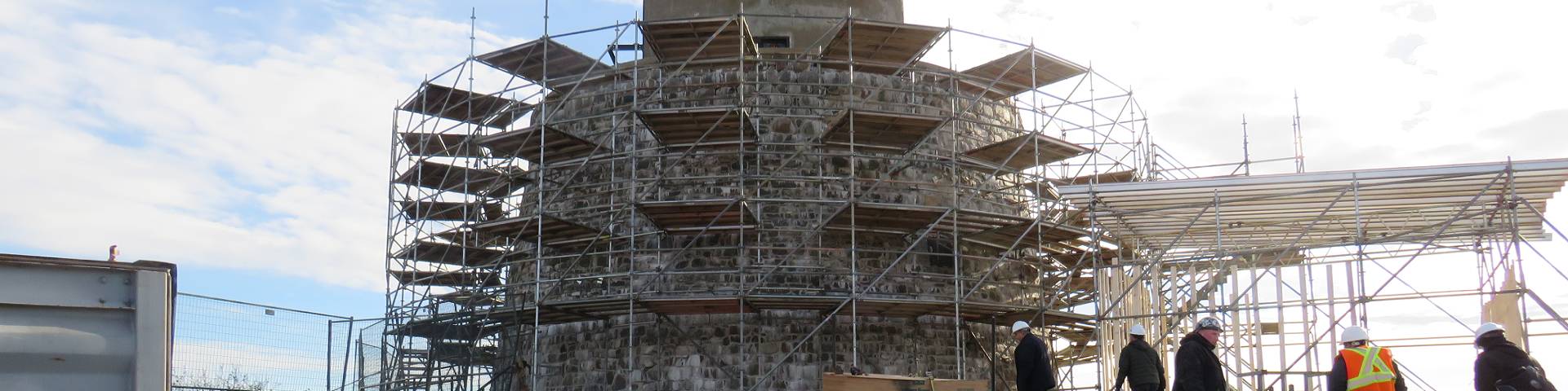 Scaffoldings around the tower