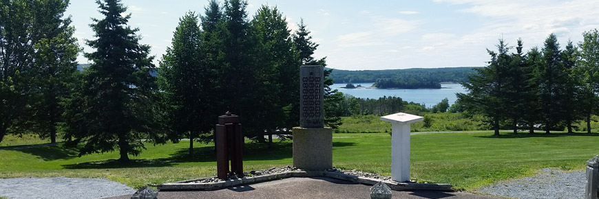 Triptych located at the orientation area at Saint Croix Island International Historic Site