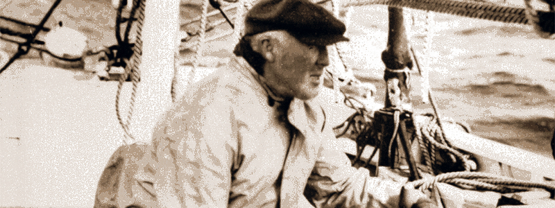 black and white image of Bob Bartlett on a ship