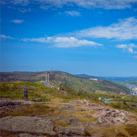 Cabot Tower and the city of St. John's as seen from Ladies' Lookout