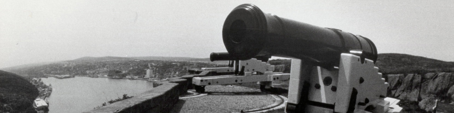 close-up of a cannon overlooking the harbour