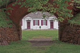 View of the Officers’ Quarters Museum through the sally port.