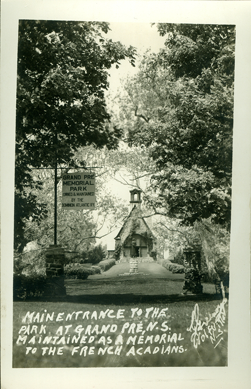 Historic photo of the church surrounded by trees