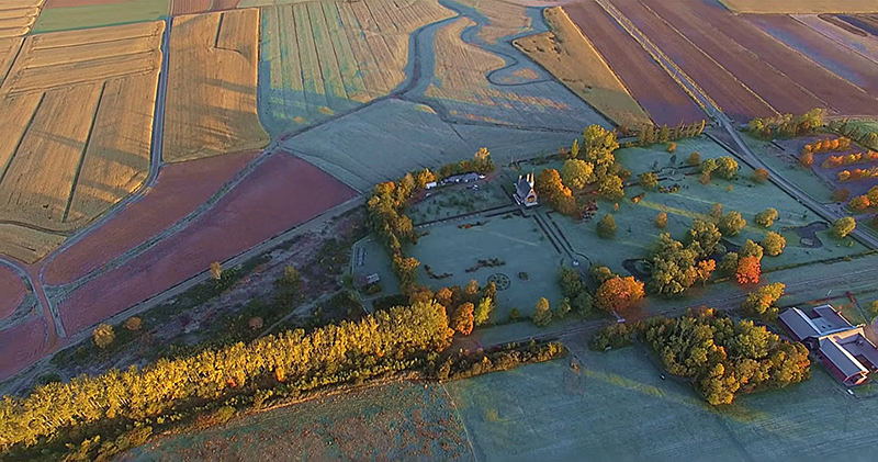 Vue aérienne du lieu historique national de Grand-Pré