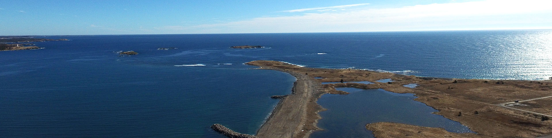 Aerial view of Rochefort Point and landscape on the ocean.