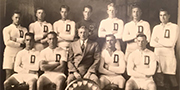 Historic photo of sports team from Camp Niagara posing for team photo