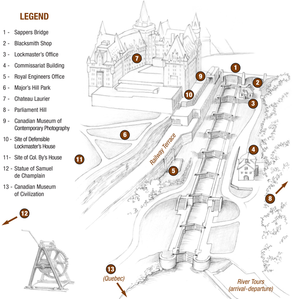Ottawa locks walking tour map in English