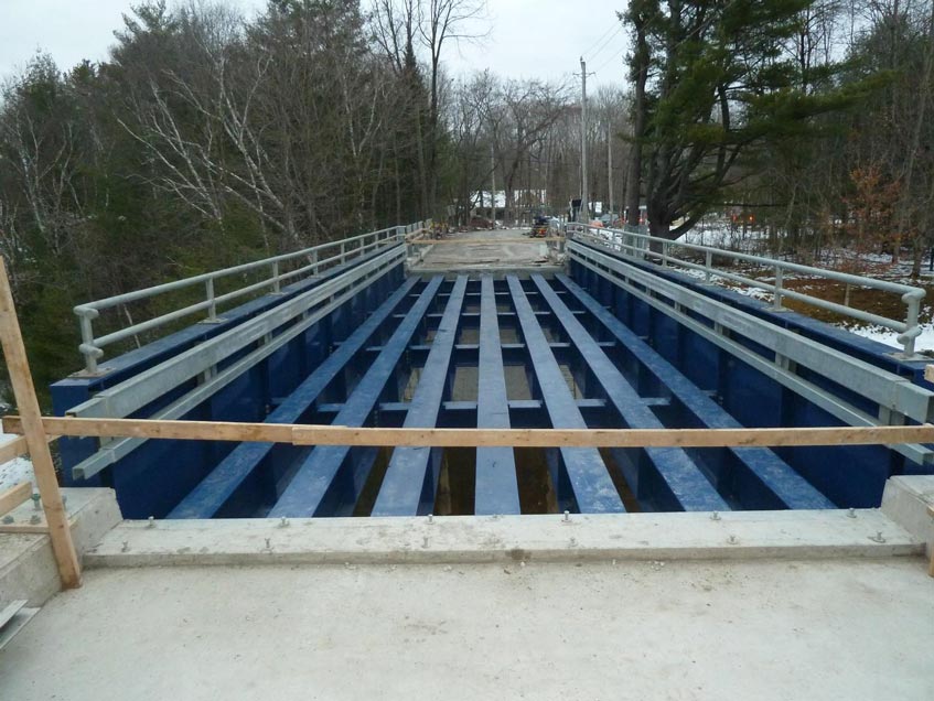 Installed steel fixed bridge structure at Couchiching Lock 42