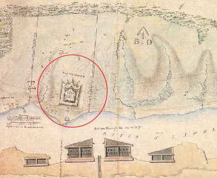 Carte montrant l'emplacement du fort Wellington sur le Saint-Laurent.
