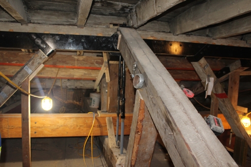 Large truss beams in attic
