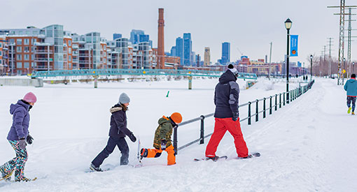Snowshoeing at the Lachine Canal