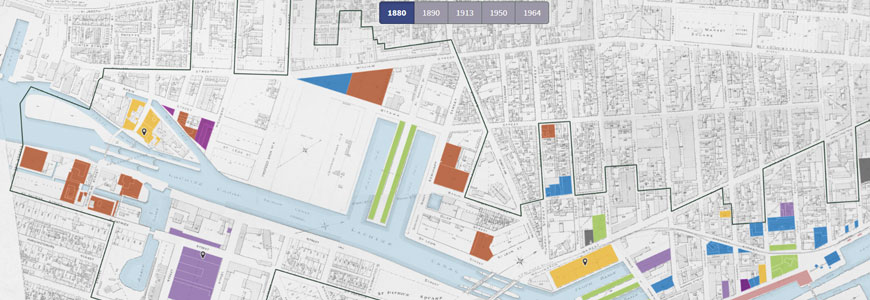 Carte qui représente le passé portuaire du canal de Lachine