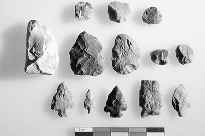 Outils en pierre trouvés lors de fouilles