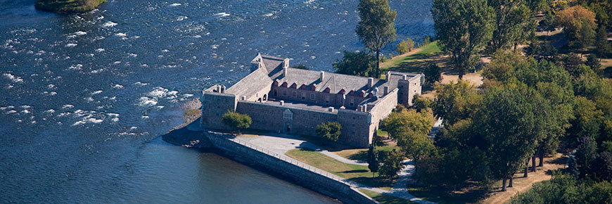 Aerial view of the Fort Chambly and the rapids
