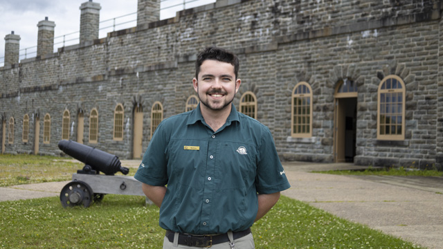 A Parks Canada employee in Lévis Forts National Historic Site.