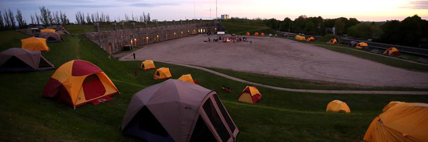 Tents at Levis Fort at sunset