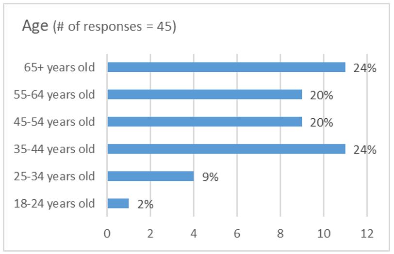 Graph 1 — Age of respondents. Text version follows.