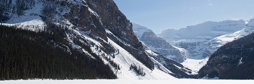 Avalanche slide path on Mt. Fairview at Lake Louise
