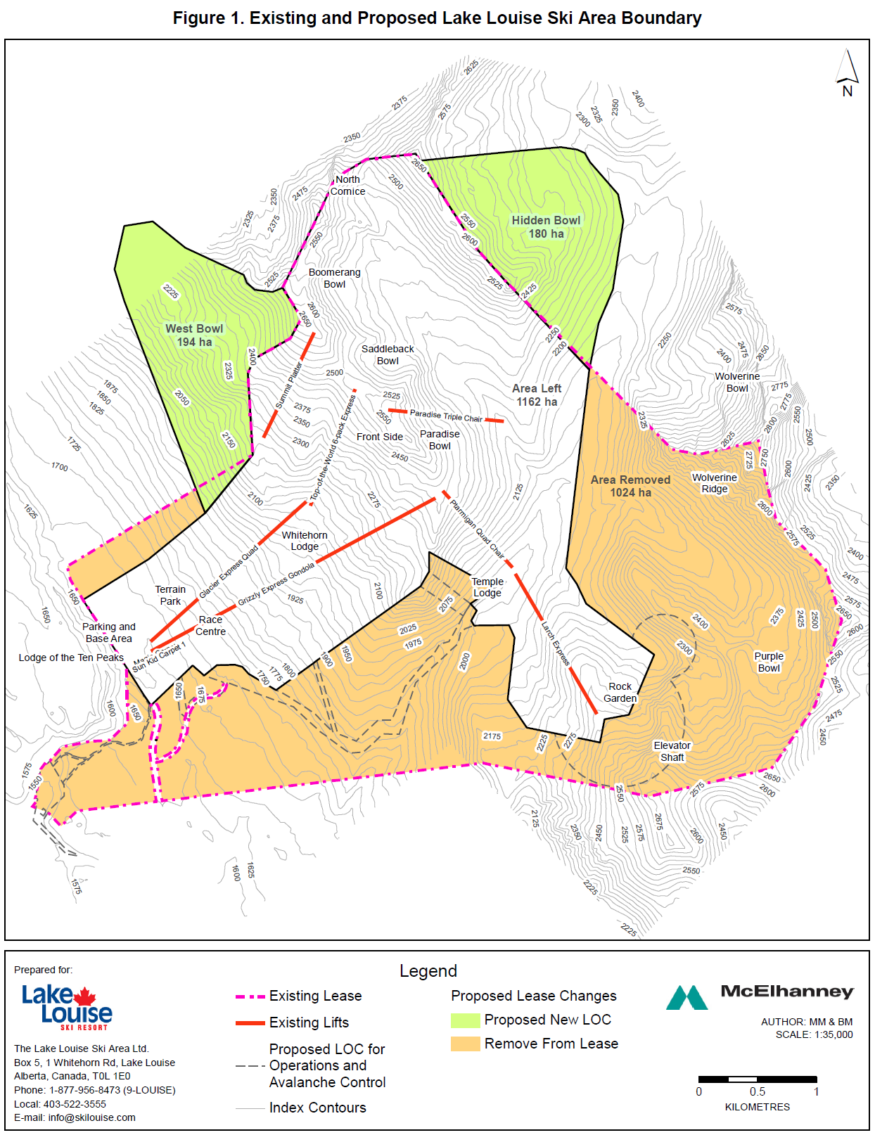 Figure 1. Existing and Proposed Lake Louise Ski Area Boundary