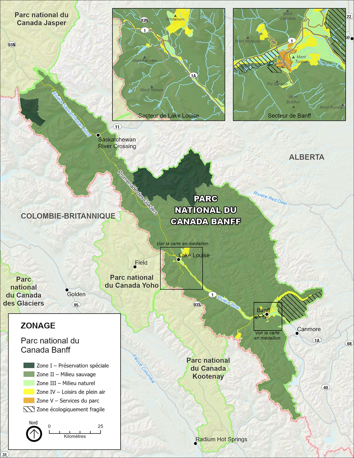  Carte 6 : Zonage du parc national Banff 