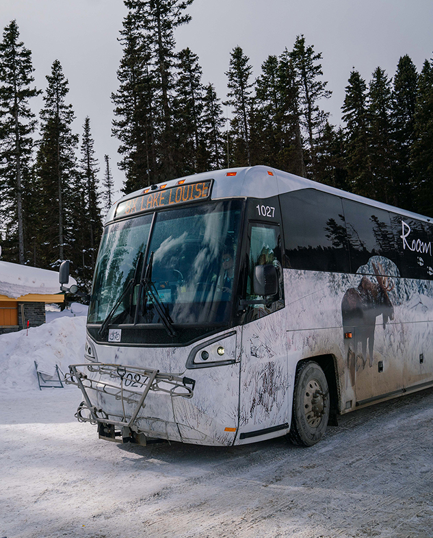 A Lake Louise shuttle bus in winter