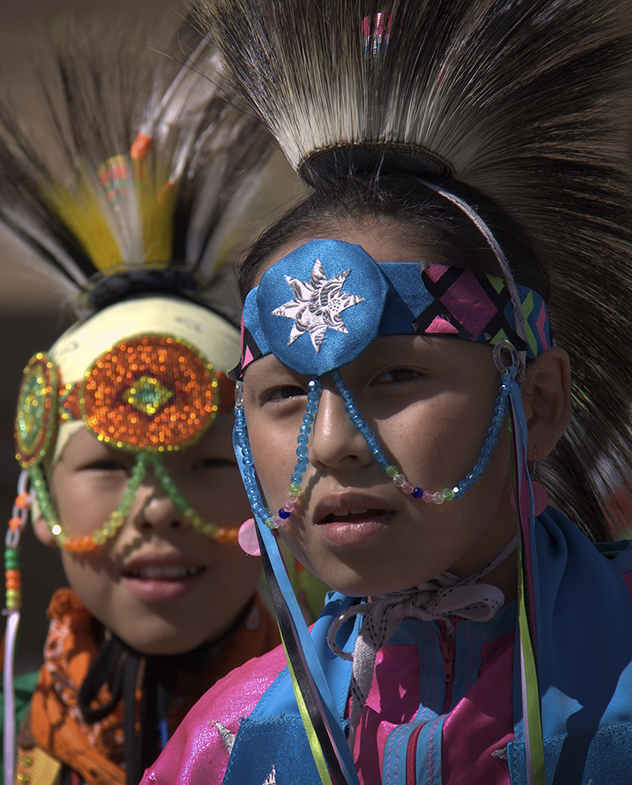 Indigenous children in ceremonial clothing