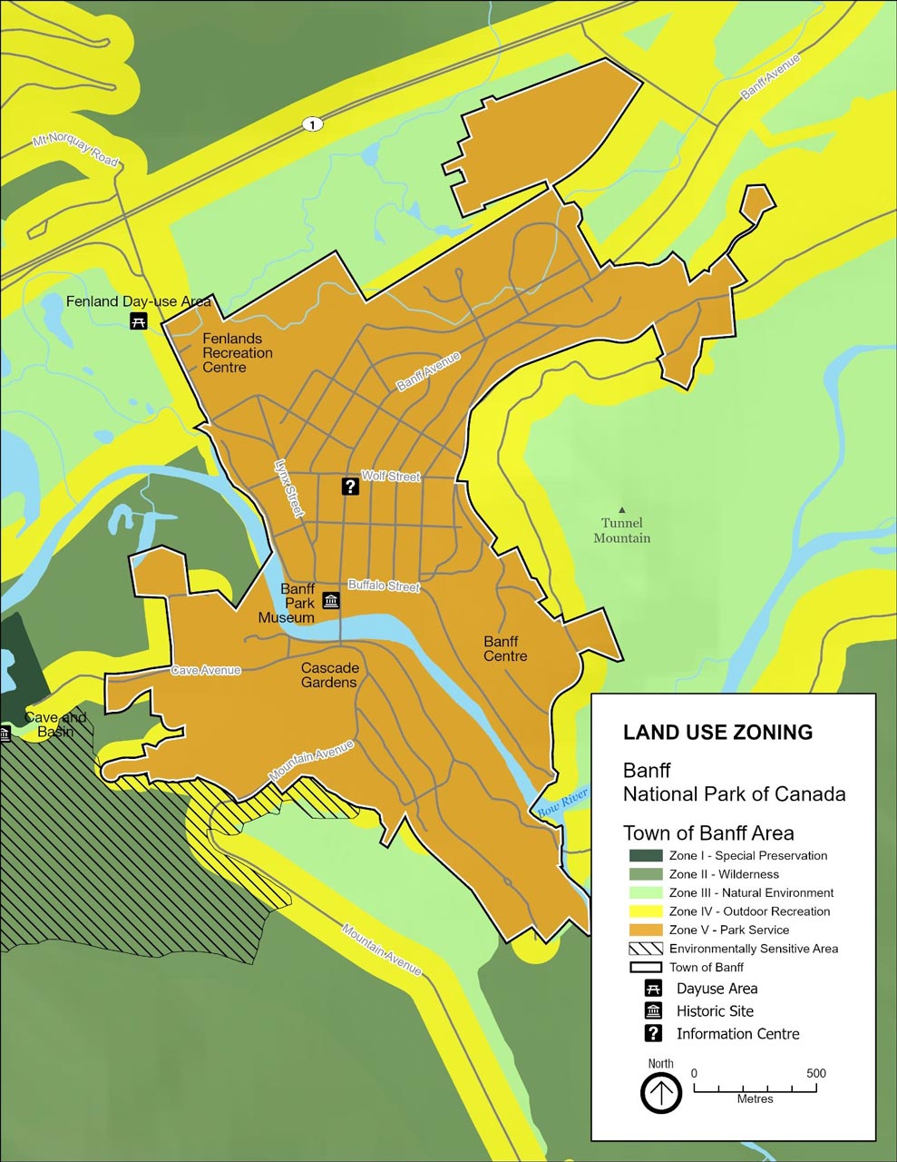 Banff National Park Of Canada Management Plan 2022 Banff National Park   Banff Map9 Zoning Town 989x1280 