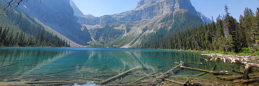 Mountains reflect on Margaret Lake